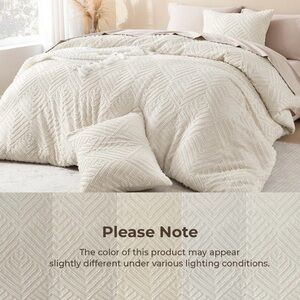 King Size Comforter Set 3 pcs Cream Bedding
(104x90In with 2 Pillowcases)